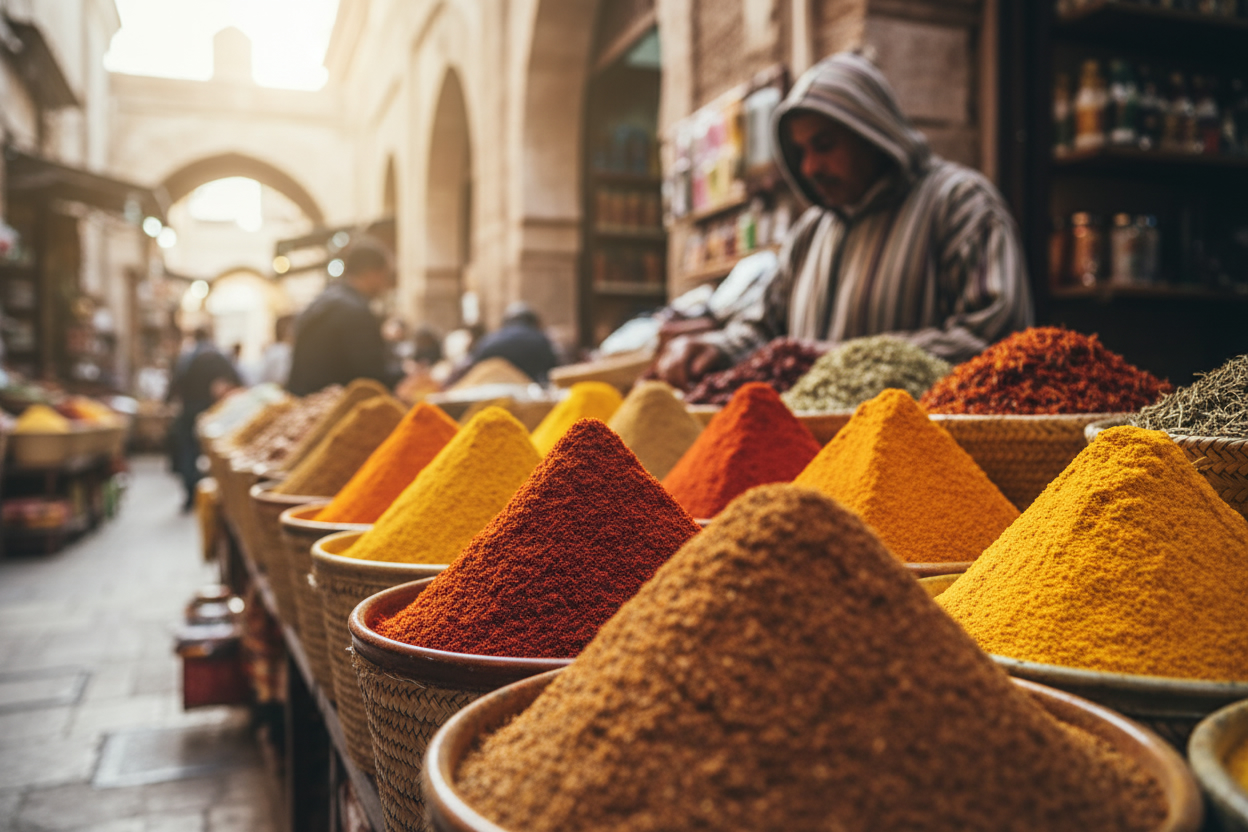 Épices des souks pour la cuisine marocaine traditionnelle