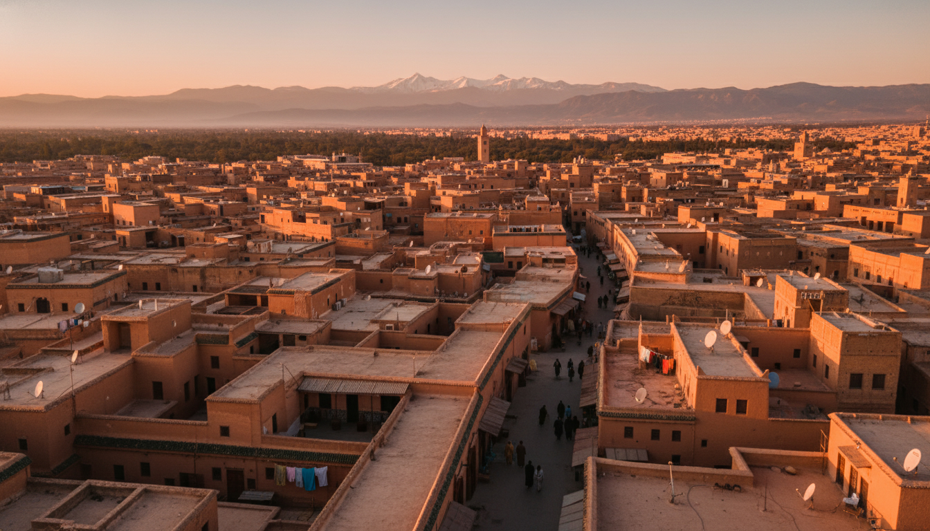 Ruelle de médina marocaine au coucher du soleil pour découvrir le Maroc vivant