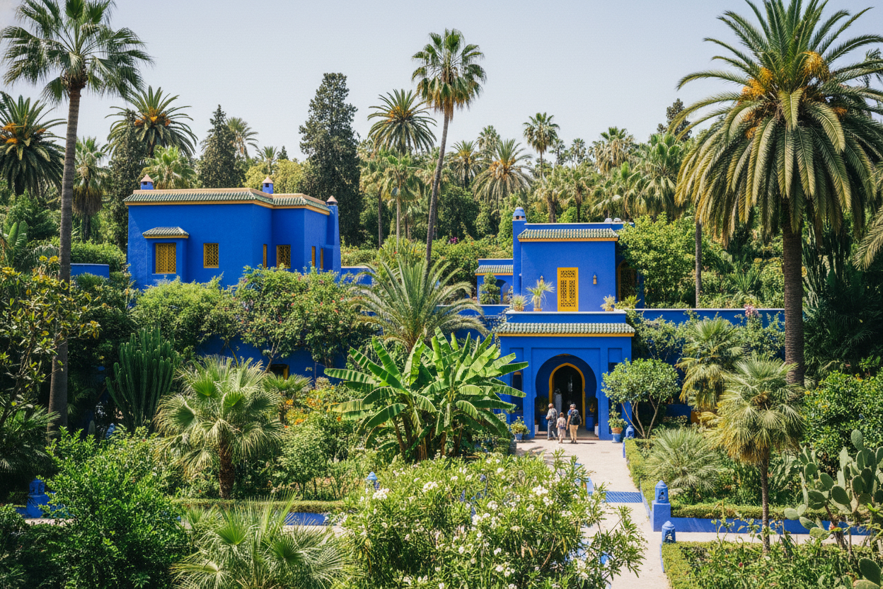 Jardin Majorelle et architecture colorée à Marrakech
